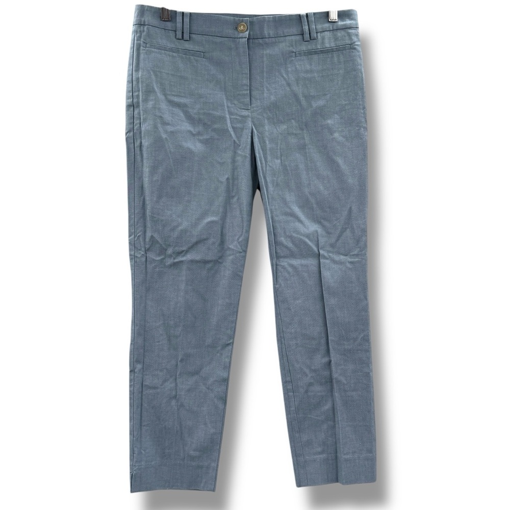 Ann Taylor Chambray Dress Pants Women's Sz 6 Light Blue High Rise Ankle Straight